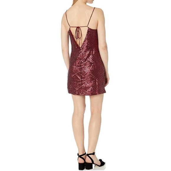 Cosmopolitan Dress the population small Kimberly sequin mini dress cranberry NWT - Picture 2 of 9
